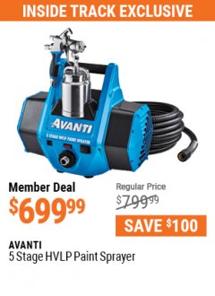 Harbor Freight ITC Coupon AVANTI 5 STAGE HVLP PAINT SPRAYER Lot No. 58149 Expired: 7/29/21 - $699.99