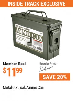 Harbor Freight ITC Coupon METAL 0.30 CALIBER AMMO CAN Lot No. 57767 Expired: 7/29/21 - $11.99