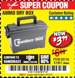 Harbor Freight Coupon AMMO BOX Lot No. 61451/63135 Expired: 12/17/18 - $3.99