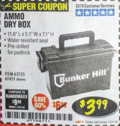 Harbor Freight Coupon AMMO BOX Lot No. 61451/63135 Expired: 12/31/18 - $3.99