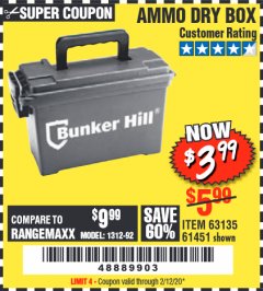 Harbor Freight Coupon AMMO BOX Lot No. 61451/63135 Expired: 2/12/20 - $3.99