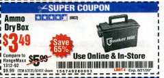 Harbor Freight Coupon BUNKER HILL SECURITY 0.30 CALIBER AMMO BOX Lot No. 63135 Expired: 8/21/20 - $3.49
