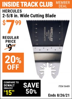 Harbor Freight ITC Coupon 2-5/8 IN. WIDE CUTTING BLADE Lot No. 56489 Expired: 8/26/21 - $7.99