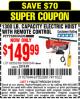 Harbor Freight Coupon 1300 LB. CAPACITY ELECTRIC HOIST WITH REMOTE CONTROL Lot No. 60344/69739 Expired: 5/15/16 - $149.99