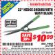 Harbor Freight ITC Coupon ONE STOP GARDENS 22 IN. HEDGE SHEARS WITH WAVY BLADE Lot No. 96849 Expired: 5/31/15 - $10.99