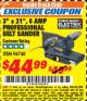 Harbor Freight ITC Coupon 3" x 21" INDUSTRIAL VARIABLE SPEED BELT SANDER Lot No. 69860/94748 Expired: 10/31/17 - $44.99