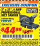 Harbor Freight ITC Coupon 3" x 21" INDUSTRIAL VARIABLE SPEED BELT SANDER Lot No. 69860/94748 Expired: 10/31/17 - $44.99
