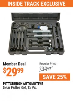 Harbor Freight ITC Coupon 14 PIECE GEAR PULLER SET Lot No. 62958 Expired: 7/29/21 - $29.99