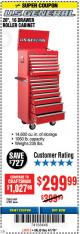 Harbor Freight Coupon 26", 16 DRAWER ROLLER CABINET Lot No. 67831/61609 Expired: 4/1/18 - $299.99