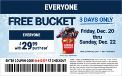 Harbor Freight FREE Coupon BUCKET Lot No. 56575 Expired: 12/22/24 - FWP