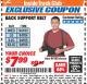 Harbor Freight ITC Coupon BACK SUPPORT BELTS Lot No. 94103/94104/94105/94106 Expired: 3/31/18 - $7.99