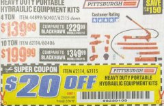Harbor Freight PERCENT Coupon 10 TON SUPER HEAVY DUTY PORTABLE HYDRAULIC EQUIPMENT KIT Lot No. 44900/62114/60406 Expired: 2/28/19 - $179.99