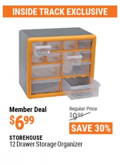Harbor Freight ITC Coupon STOREHOUSE 12-DRAWER STORAGE ORGANIZER Lot No. 99896 Expired: 4/29/21 - $6.99