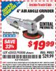 Harbor Freight ITC Coupon 4" AIR ANGLE GRINDER Lot No. 62552/95504 Expired: 7/31/15 - $19.99