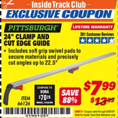 Harbor Freight ITC Coupon 24" CLAMP AND CUT EDGE GUIDE Lot No. 66126 Expired: 9/30/19 - $7.99
