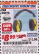 Harbor Freight ITC Coupon HEARING PROTECTOR Lot No. 64675 Expired: 5/31/17 - $8.99
