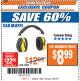 Harbor Freight ITC Coupon HEARING PROTECTOR Lot No. 64675 Expired: 2/27/18 - $8.99