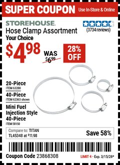 Harbor Freight Coupon MADDOX MINI FUEL INJECTION STYLE HOSE CLAMP KIT, 40-PIECE Lot No. 58150/62363/63280 Valid Thru: 3/15/26 - $4.98