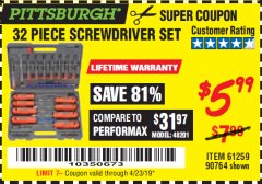 Harbor Freight Coupon 32 PIECE MAGNETIC DRIVER GUIDE KIT Lot No. 68515 Expired: 4/23/19 - $5.99
