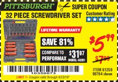Harbor Freight Coupon WARRIOR MAGNETIC DRIVER GUIDE KIT, 32-PIECE Lot No. 68515 Expired: 4/23/19 - $5.99