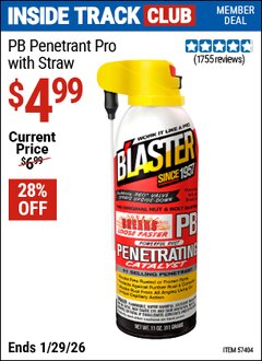 Harbor Freight ITC Coupon B'LASTER PB PENETRANT PRO WITH STRAW Lot No. 57404/56826 Valid Thru: 1/29/26 - $4.99