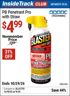 Harbor Freight ITC Coupon B'LASTER PB PENETRANT PRO WITH STRAW Lot No. 57404/56826 Valid Thru: 10/29/26 - $4.99