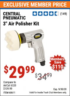 Harbor Freight ITC Coupon 3" AIR POLISHER KIT Lot No. 60611/99934 Expired: 9/30/20 - $29.99