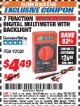 Harbor Freight ITC Coupon 7 FUNCTION DIGITAL MULTIMETER WITH BACKLIGHT Lot No. 92020 Expired: 11/30/17 - $4.49