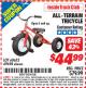 Harbor Freight ITC Coupon ALL-TERRAIN TRICYCLE Lot No. 60652/69694 Expired: 6/30/15 - $44.99