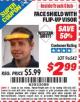 Harbor Freight ITC Coupon FACE SHIELD WITH FLIP-UP VISOR Lot No. 62995/96542 Expired: 8/31/15 - $2.99