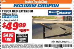 Harbor Freight ITC Coupon HAUL-MASTER TRUCK BED EXTENDER Lot No. 69650 Expired: 3/31/19 - $49.99