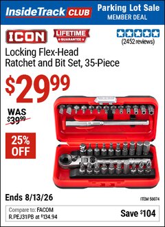Harbor Freight ITC Coupon ICON LOCKING FLEX-HEAD RATCHET AND BIT SET, 35-PIECE Lot No. 58074 Valid Thru: 8/13/26 - $29.99