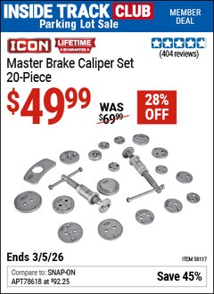 Harbor Freight ITC Coupon ICON MASTER BRAKE CALIPER SET, 20-PIECE Lot No. 58117 Expired: 3/5/26 - $49.99