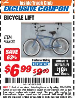 Harbor Freight ITC Coupon BICYCLE LIFT Lot No. 95803 Expired: 5/31/18 - $6.99