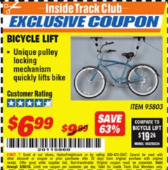Harbor Freight ITC Coupon BICYCLE LIFT Lot No. 95803 Expired: 9/30/18 - $6.99