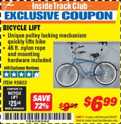 Harbor Freight ITC Coupon BICYCLE LIFT Lot No. 95803 Expired: 6/30/20 - $6.99