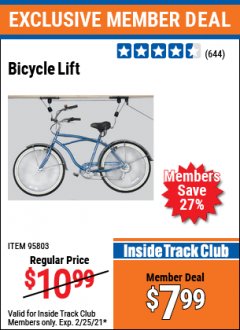 Harbor Freight ITC Coupon BICYCLE LIFT Lot No. 95803 Expired: 2/25/21 - $7.99