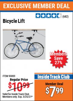 Harbor Freight ITC Coupon BICYCLE LIFT Lot No. 95803 Expired: 3/25/21 - $7.99
