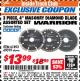 Harbor Freight ITC Coupon 3 PIECE 4" ASSORTED DIAMOND BLADES FOR MASONRY Lot No. 61893/69019 Expired: 4/30/18 - $13.99