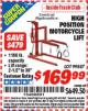 Harbor Freight ITC Coupon HIGH POSITION MOTORCYCLE LIFT Lot No. 99887 Expired: 4/30/16 - $169.99