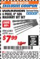 Harbor Freight ITC Coupon 6 PIECE, 6" SDS MASONRY BIT SET Lot No. 62482/62791 Expired: 3/31/18 - $7.99