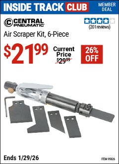 Harbor Freight ITC Coupon CENTRAL PNEUMATIC AIR SCRAPER KIT, 6-PIECE Lot No. 95826 Valid Thru: 1/29/26 - $21.99