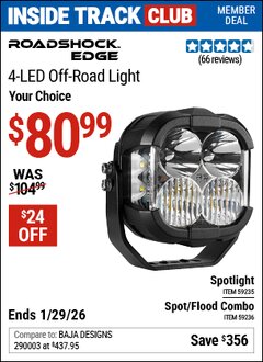 Harbor Freight ITC Coupon ROADSHOCK EDGE 4-LED OFF-ROAD LIGHT Lot No. 59235/59236 Valid Thru: 1/29/26 - $80.99