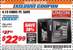 Harbor Freight ITC Coupon UNION SAFE COMPANY 0.19 CU. FT. ELECTRONIC DIGITAL SAFE Lot No. 62981/62982 Expired: 3/31/19 - $22.99