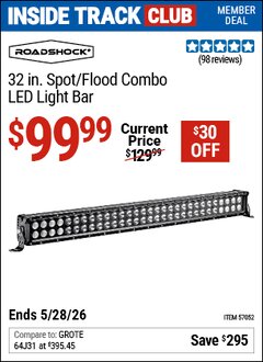 Harbor Freight Coupon ROADSHOCK 32 IN. SPOT/FLOOD COMBO LED LIGHT BAR Lot No. 57052 Valid: 12/31/69 - 5/28/26 - $99.99