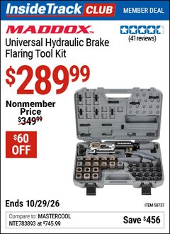Harbor Freight ITC Coupon MADDOX UNIVERSAL HYDRAULIC BRAKE FLARING TOOL KIT Lot No. 58737 Valid Thru: 10/29/26 - $289.99