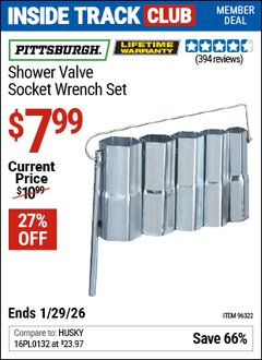 Harbor Freight ITC Coupon PITTSBURGH SHOWER VALVE SOCKET WRENCH SET Lot No. 96322 Valid Thru: 1/29/26 - $7.99