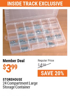 Harbor Freight Coupon 24 COMPARTMENT LARGE STORAGE CONTAINER Lot No. 61881/94458 Expired: 7/1/21 - $3.99