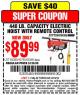 Harbor Freight Coupon 440 LB. CAPACITY ELECTRIC HOIST WITH REMOTE CONTROL Lot No. 40765/60346/60385/62767 Expired: 4/19/15 - $89.99