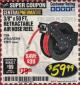 Harbor Freight Coupon RETRACTABLE AIR HOSE REEL WITH 3/8" x 50 FT. HOSE Lot No. 93897/69265/62344 Expired: 2/28/18 - $59.99